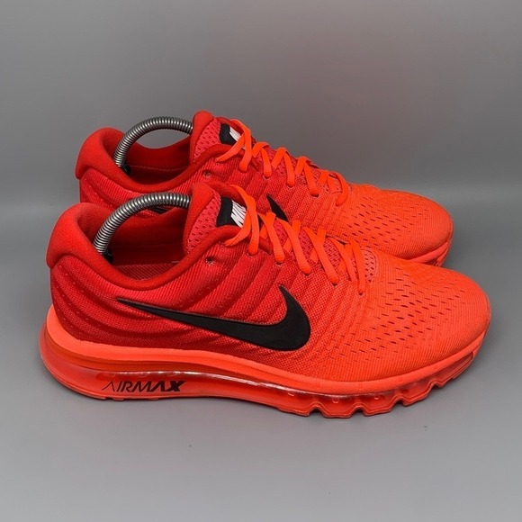 Nike Air Max 2017 Bright Crimson Black Running Shoes 849559-602 Men's Sz 9.5